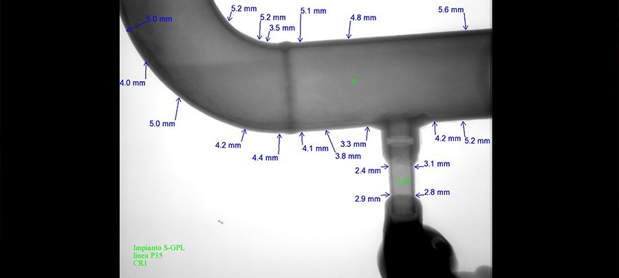 Verifica dello spessore di tubazioni con la tecnica Computer radiography (CR)